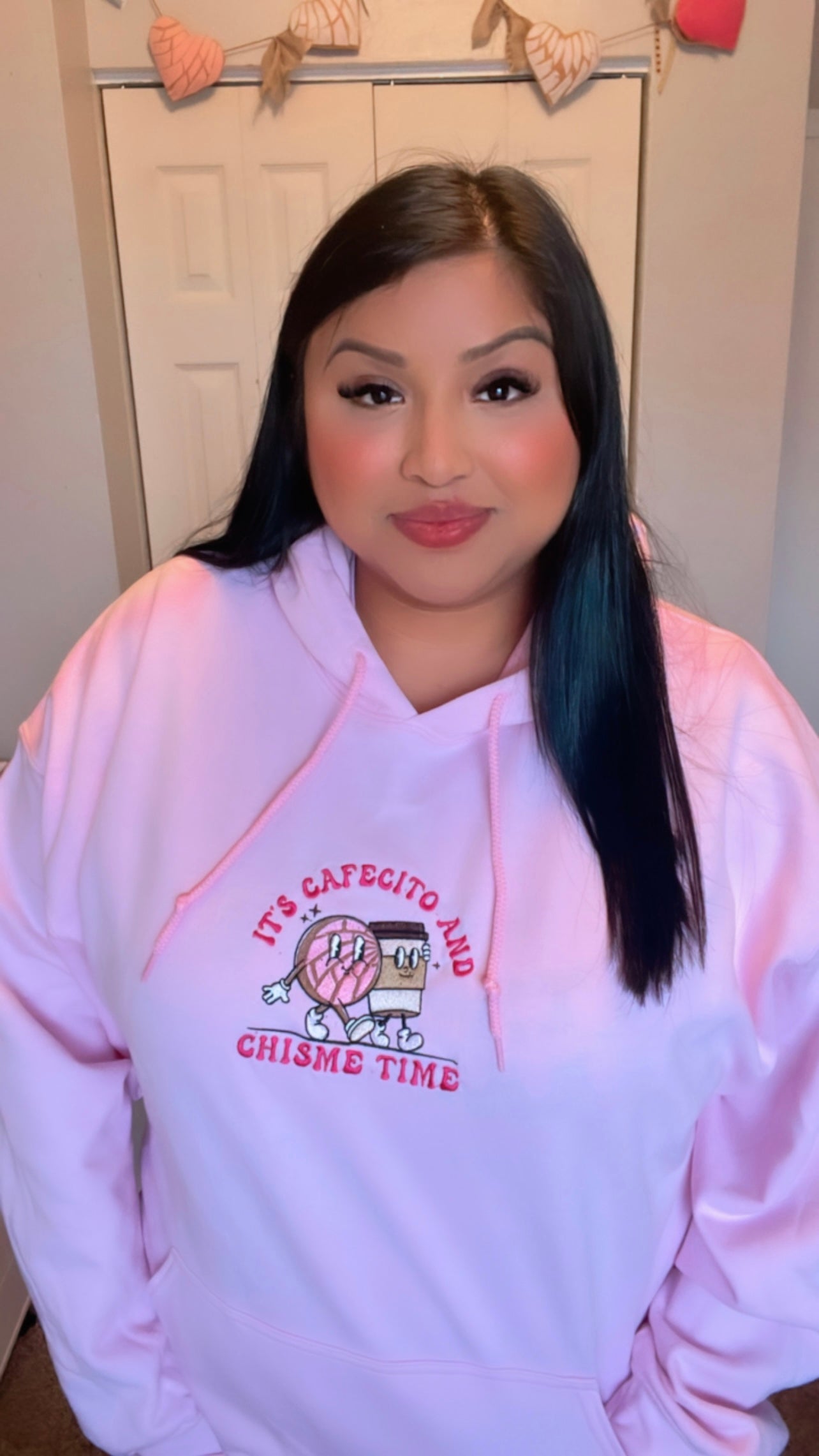 It's Cafecito y Chisme Time Embroidered Hoodie